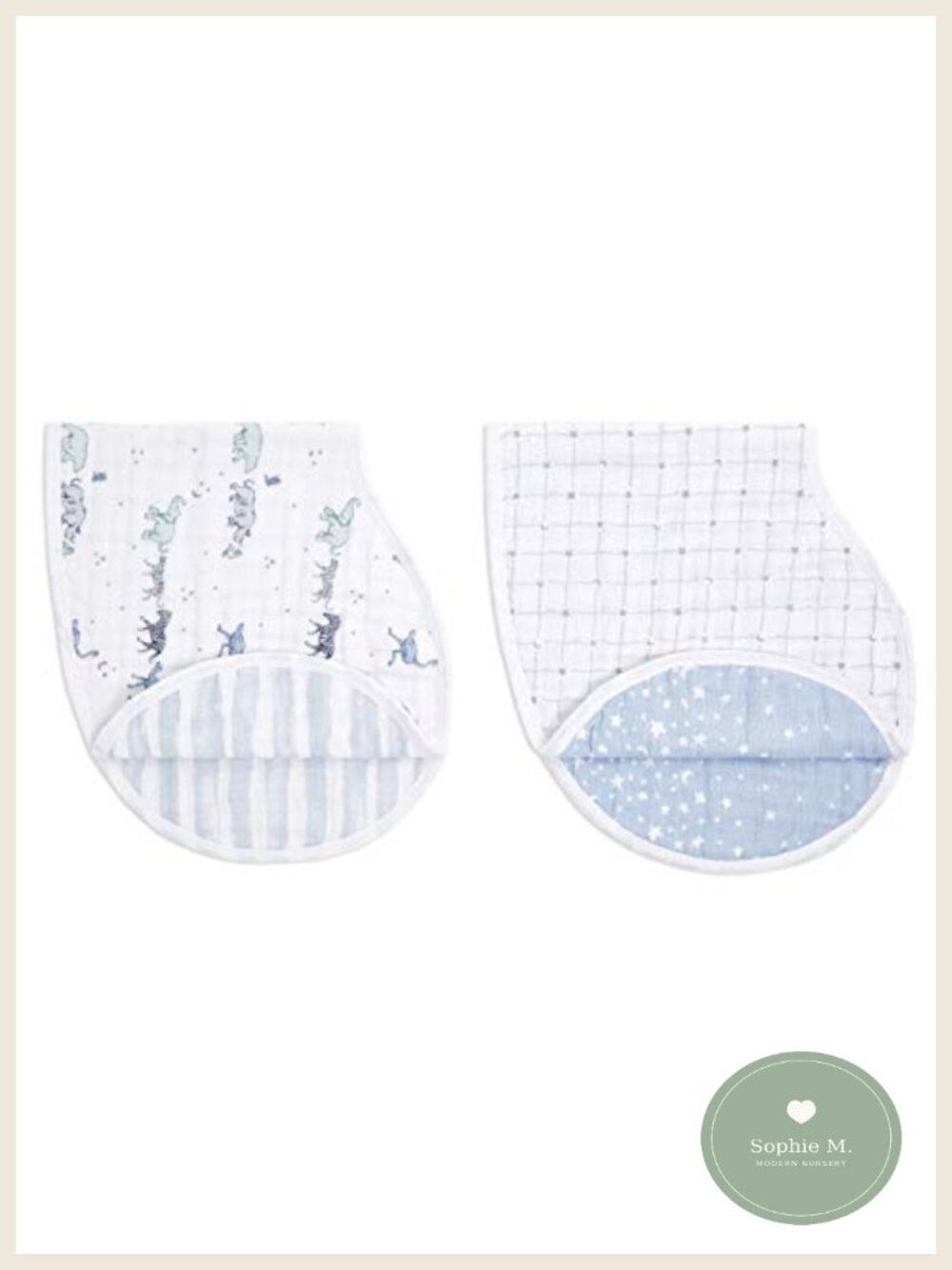 Cotton Muslin Burpy Bib 2-in-1 Snap-Closure Baby Bib Burp Cloth 2-Pack